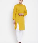Yellow plain pure cotton men-kurtas