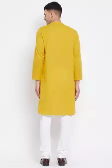 Yellow plain pure cotton men-kurtas