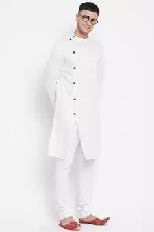 White plain pure viscose rayon men-kurtas