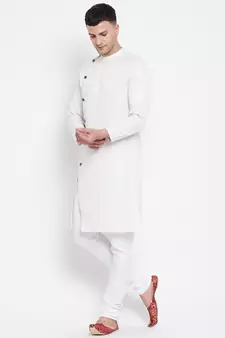 White plain pure viscose rayon men-kurtas