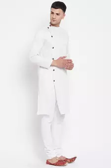 White plain pure viscose rayon men-kurtas