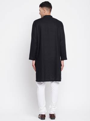 Black plain linen men-kurtas 5