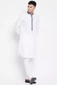 White plain pure cotton men-kurtas