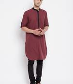 Maroon plain pure cotton men-kurtas