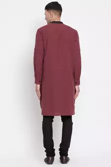 Maroon plain pure cotton men-kurtas