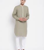 Green plain pure cotton men-kurtas
