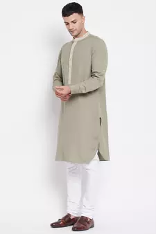 Green plain pure cotton men-kurtas