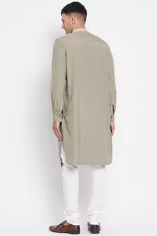 Green plain pure cotton men-kurtas