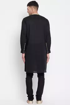 Black plain pure cotton men-kurtas