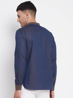 Blue plain pure cotton men-kurtas 5
