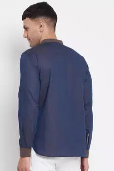Blue plain pure cotton men-kurtas