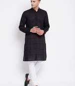 Black plain pure cotton men-kurtas