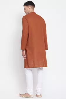 Brown plain pure cotton men-kurtas