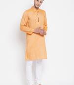 Yellow plain pure viscose rayon men-kurtas