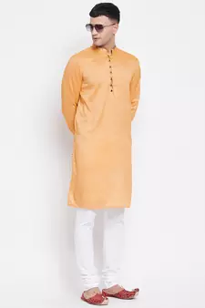 Yellow plain pure viscose rayon men-kurtas