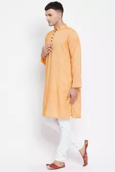 Yellow plain pure viscose rayon men-kurtas