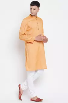 Yellow plain pure viscose rayon men-kurtas