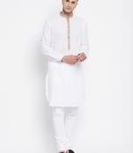 Beige plain pure cotton men-kurtas