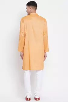 Yellow plain pure viscose rayon men-kurtas
