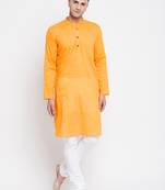 Yellow plain pure cotton men-kurtas