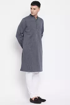 Grey plain pure cotton men-kurtas