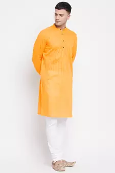 Yellow plain pure cotton men-kurtas