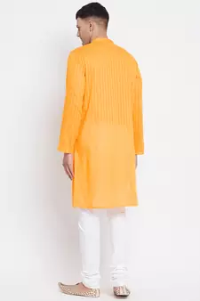 Yellow plain pure cotton men-kurtas