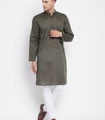 Green plain pure cotton men-kurtas