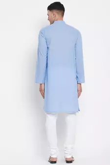 Blue plain pure cotton men-kurtas