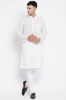 White plain pure cotton men-kurtas
