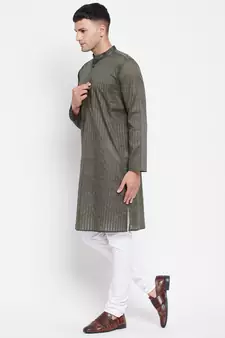 Green plain pure cotton men-kurtas