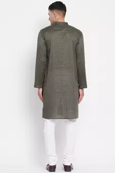 Green plain pure cotton men-kurtas