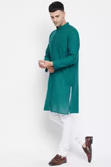 Green plain pure cotton men-kurtas
