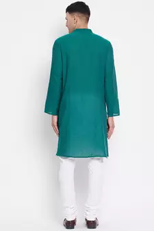 Green plain pure cotton men-kurtas