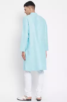 Blue plain pure cotton men-kurtas
