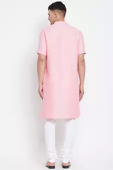 Pink plain pure cotton men-kurtas