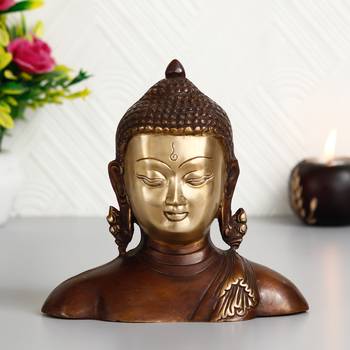 eCraftIndia Meditating Buddha Brass Antique Decorative Figurine 1