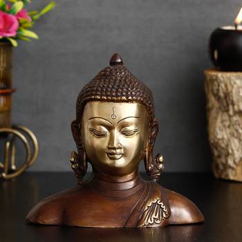 eCraftIndia Meditating Buddha Brass Antique Decorative Figurine 2
