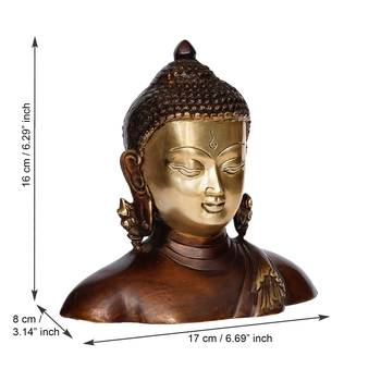 eCraftIndia Meditating Buddha Brass Antique Decorative Figurine 4
