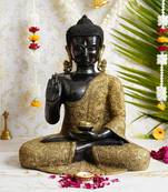 eCraftIndia Peaceful Meditating Golden and Black Lord Buddha Handcrafted Premium Brass Idol