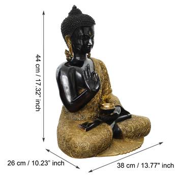 eCraftIndia Peaceful Meditating Golden and Black Lord Buddha Handcrafted Premium Brass Idol 4