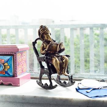 eCraftIndia Brass Lord Ganesha on Rocking Chair Antique Showpiece 1