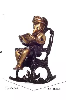 eCraftIndia Brass Lord Ganesha on Rocking Chair Antique Showpiece