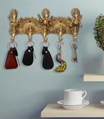 eCraftIndia Musician Lord Ganesha Handcrafted Brass Key Holder with 5 Knobs