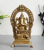 eCraftIndia Lord Ganesha Sitting on Throne Brass Handcrafted Idol