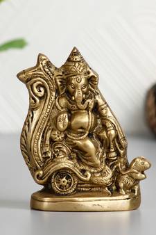 eCraftIndia Sitting Lord Ganesha Brass Handcrafted Idol