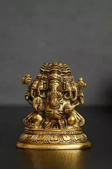 eCraftIndia 5 Face Lord Ganesha Brass Handcrafted Idol