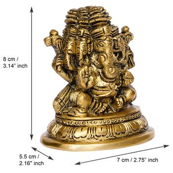 eCraftIndia 5 Face Lord Ganesha Brass Handcrafted Idol 4