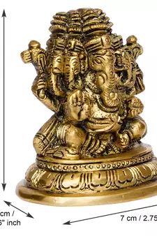 eCraftIndia 5 Face Lord Ganesha Brass Handcrafted Idol