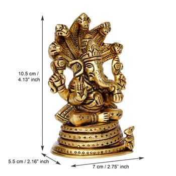 eCraftIndia Lord Ganesha with Naag Devta Brass Handcrafted Idol 4